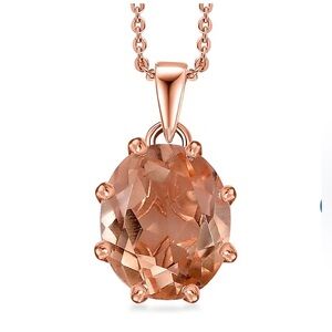 🗽18K Vermeil Rose Gold Pendant Necklace Morganique Quartz Over Sterling Silver